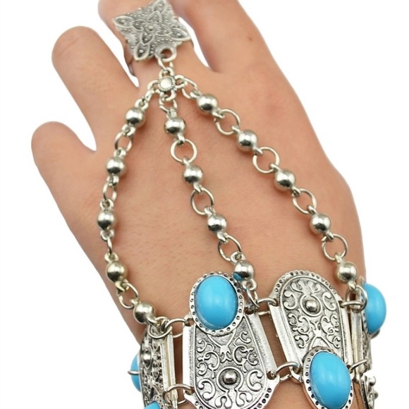 Silver Chain Finger Bracelet - Picture 2 of 6